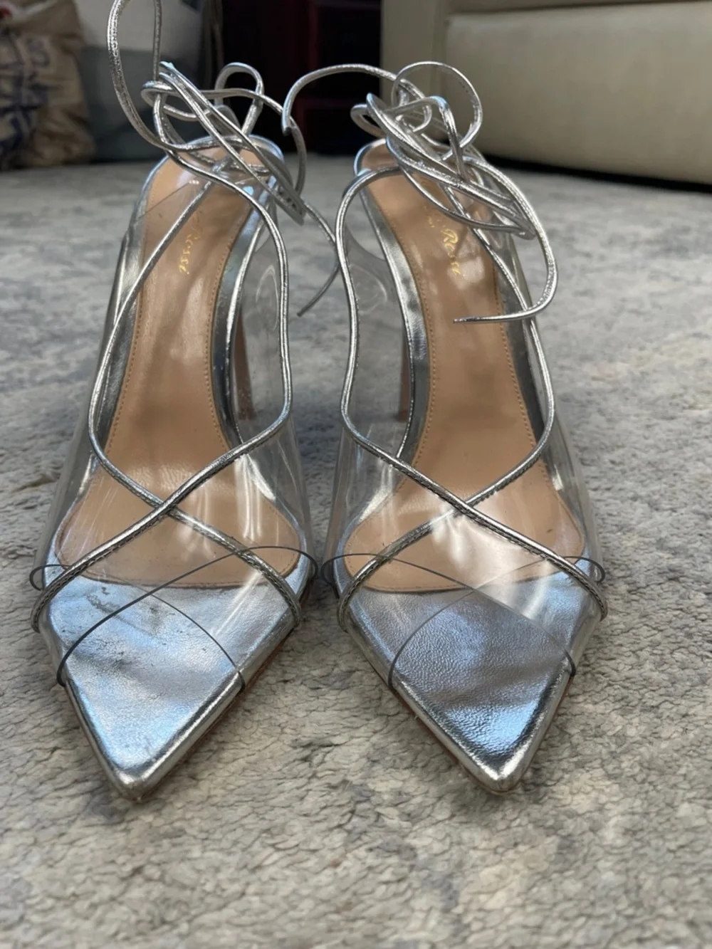 Gianvito Rossi silver plexi
